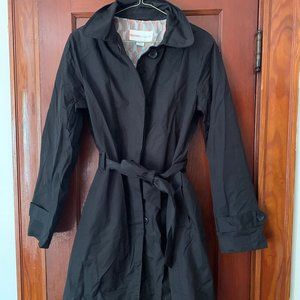 Long Black Raincoat with Belt